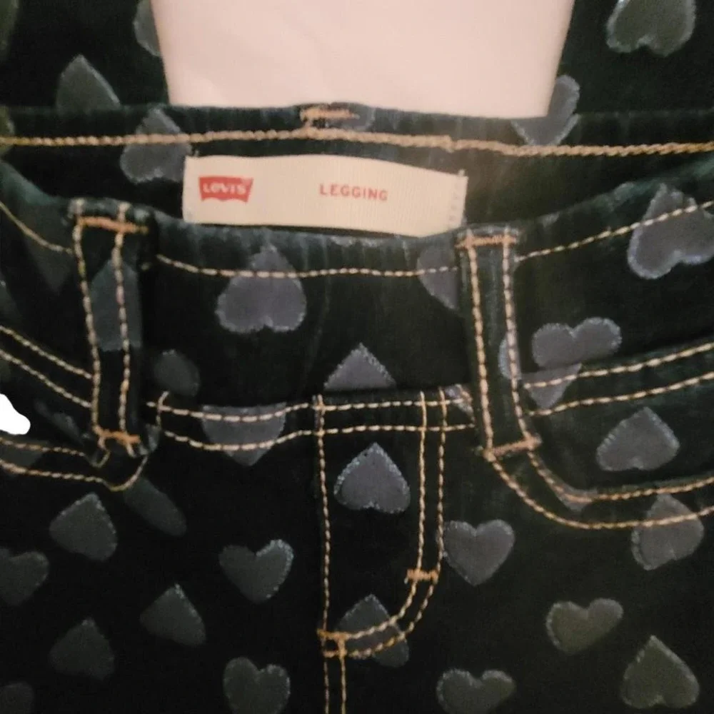 Toddler Girl 3T Dark Blue jean stretch Levi leggings‎ W Blue Hearts Too Cute!!!